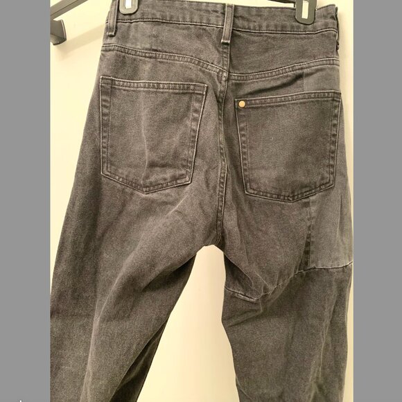 H&M High-Waisted Loose Straight Coupe Ample Droite Jeans with Cool Knee Patch - Picture 2 of 5